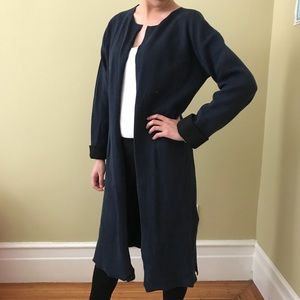 Long blue cardigan